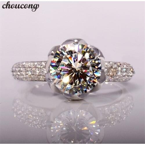 Choucong Flower shape Promise Ring 925 Sterling Silver 2ct AAAAA cz Engagement Band Rings For Wome Wedding Finger Jewelry