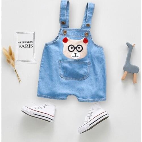DIIMUU Summer Kids Baby Boys Overalls Clothing Denim Pants For Boy Child Fashion Jeans Short Trousers Pants Clothes