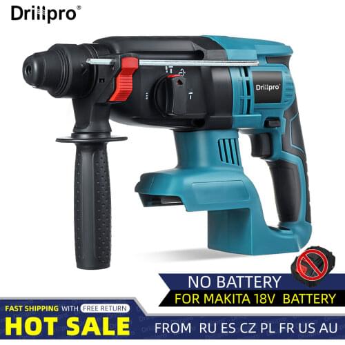 18V 4 Functions Electric Brushless Cordless Rotary Hamer Drill Rechargeable Hamer 27mm Impact Drilll For 18V Makita Battery