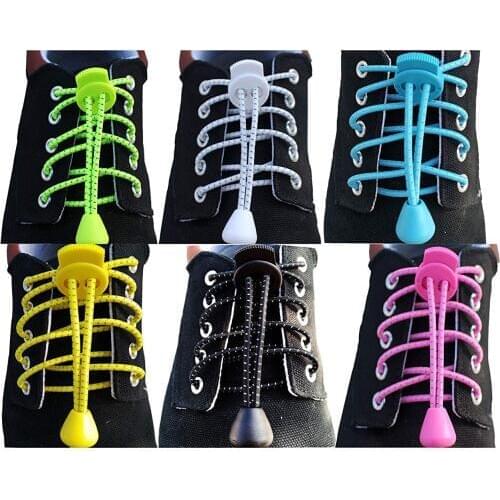 120cm Elastic Reflective Laces with Lock 6 Pairs of No Tie Elastic Shoelaces for Sports and Outdoor Activities