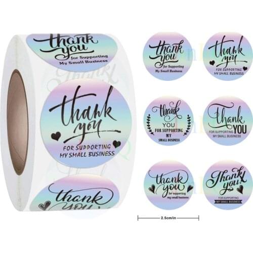 500PCS Laser Thank You Stickers for Small Business Holographic Silver Adhesive Labels for Bags, Boxes,Envelope,Online Retailers