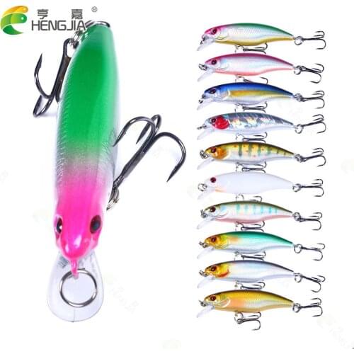 Heng Jia 10 Color Submerged Mino 6CM/4.3G Bionic Fake Bait Long Shot Bait Luya Ocean Rock Fishing Lure Plastic Minnow Lure 1Pcs
