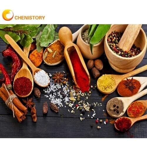 CHENISTORY Kitchen Spice Scenery Oil Picture By Numbers Kits For Adults Children 60x75cm Framed Acrylic Color Canvas Painting Ar
