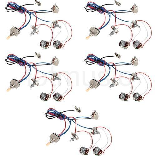 Electric Guitar Wiring Harness Kit 2V2T Pot Jack 3 Way Switch for Electric Guitar Parts Set of 5