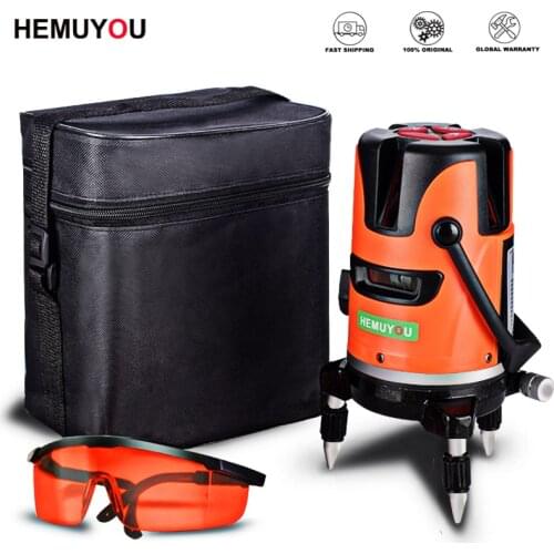 HEMUYOU Red Laser Level 5 Line 6 PointsSelf-leveling Horizontal&Vertical 360 Degree Adjustment Higher Visibility