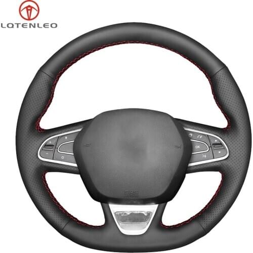 LQTENLEO Black Artificial Leather Car Steering Wheel Cover For Renault Kadjar 2015-2019 Megane 2015-2019 Talisman 2015-2019