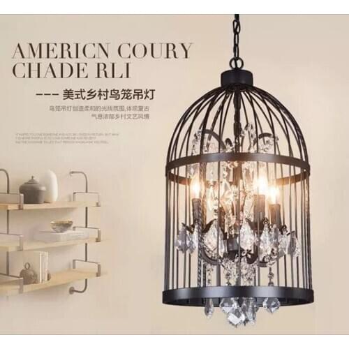 American retro iron stairs, coffee shop, clothing shop, living room bar project, crystal birdcage Chandelier