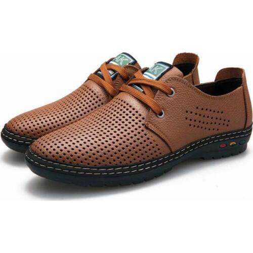 2018 new male casual shoes men comfortable breathable leather lace up flats summer business dress fashion shoes sandals