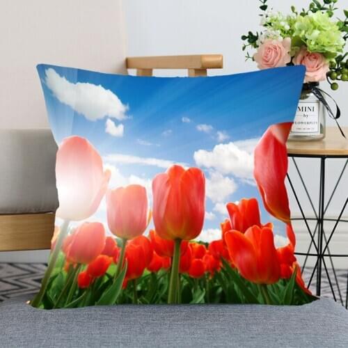 New Arrival Tulips Flower Pillowcase Wedding Decorative Pillow Cover Custom New Year Gift For (one Sides) Printed Pillow Cases