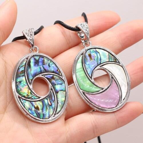 Natural Abalone Shell Pendant Necklace Fashion Oval Shell Necklace for Women Jewelry Party Gift Length 55+5cm Size 34x48mm