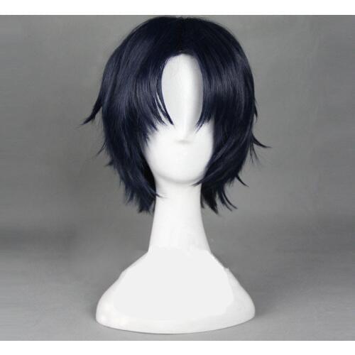 Seraph of The End Guren Ichinose 30cm Short Straight Navy Blue Cosplay Wig High Quality Heat Resistant Synthetic Wigs+ Wig Cap