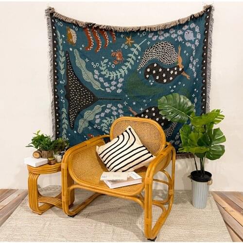 Casual Blankets Mermaid Carpet Decoration Flower Blanket Carpet Sofa Leisure Carpet Single Tapestry Sofa Blanket Throw Blankets