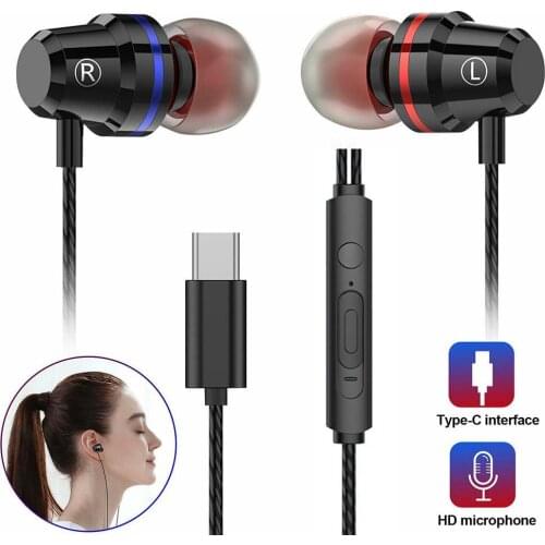 Type-c Wired Earbuds Headphones 3.5mm In Ear Earphone Sport Earpiece With Mic Bass Stereo Headset For Huawei P30 Pro Xiaomi LeTV