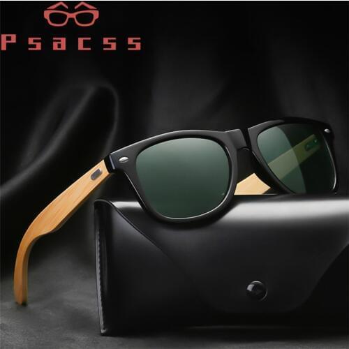 Psacss NEW Square Polarized Sunglasses Men Women Wooden Leg Vintage Brand Designer Sun Glasses For Driving Fishing Shades UV400