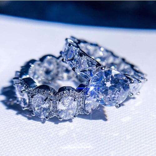 QTT Fashion Crystal Engagement Ring for Women AAA White Cubic Zirconia Silver Color Double Ring 2021 Wedding Female Jewelry