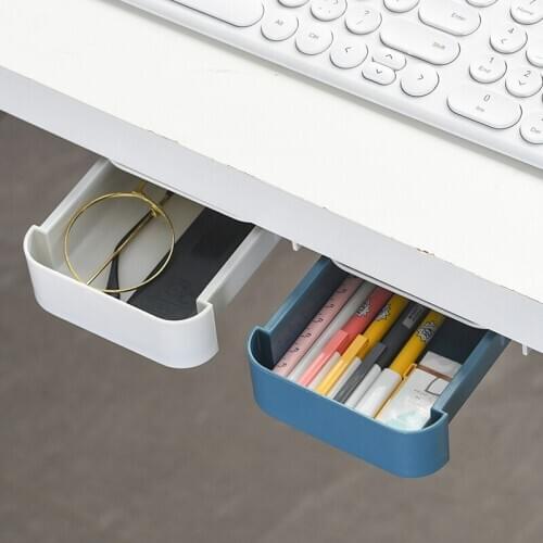 Hide Desktop Stationery Boxes Desk Storage Storage Box Organizer Box Seal Case Table UnderDrawer Wall-Mounted Punchfree