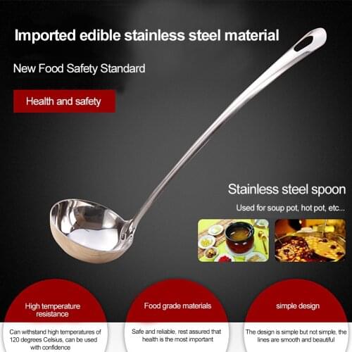 Stainless Steel Tablespoons Ladle Spoon Long Handle Round Rice Spoon Kitchen Cookware Hot Pot Spoon Kitchen Cooking Tools