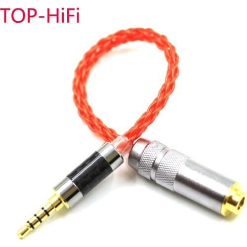 TOP-HiFi UP-OCC Silver Plated 3.5 to 4.4 Cable 3.5mm TRRS Balanced Male to 4.4mm Balanced Female Audio Adapter Cable