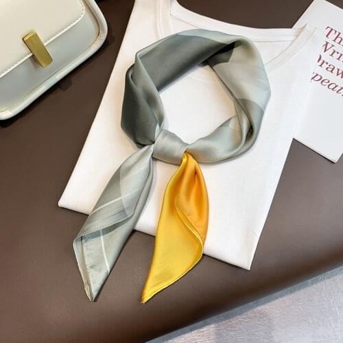 Summer New Square Neck Scarf Women Foulard Shawls and Wraps Fashion Printed Lady Bandana Neckerchief 2021 New