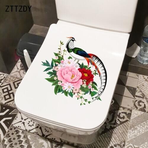 ZTTZDY 24.3CM×23.1CM Peony Flower WC Toilet Decoration Accessories Personality Home Wall Stickers T2-0759