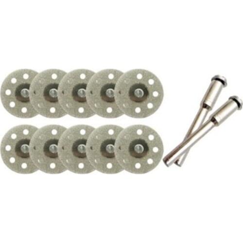 10Pcs 22mm Carbon Steel Grinding Circular Saw Cutting Disc for Dremel Rotary Tool Diamond 2Pcs Mandrel