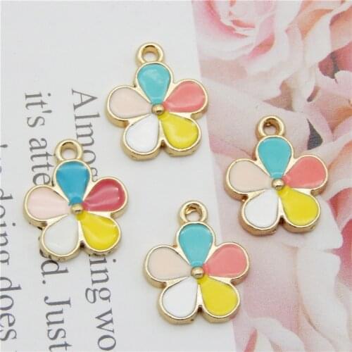 10pcs Enamel Flowers charm for jewelry earring making pendant funny bracelet necklace charms 14*16mm fashion charm earring DIY