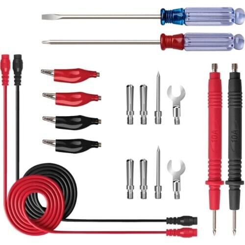 18pcs Universal Digital Multimeter Probe Test Leads Screwdriver Needle Tip Tester Lead Probe Wire Pen Cable Multimeter Feelers