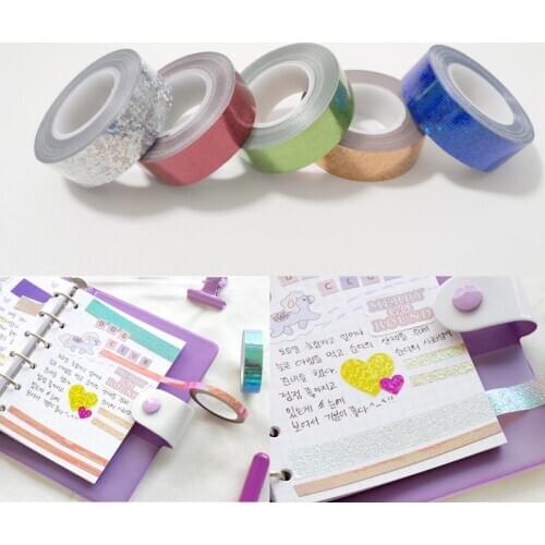 5rolls/set DIY decorative scrapbook masking tape Solid color paper tape washi tape stationery Sticker Label office adhesive tape