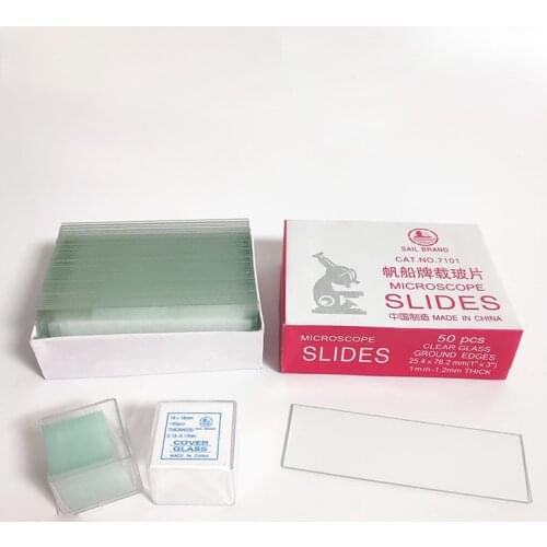 50 pcs Microscope Slides and 100 pcs Cover Glass for Preparation of Specimen Microscope Slides Glass Cover Slips