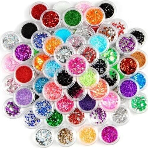 80 Colors Nail Art Rhinestone Glitter Powder Decoration Dust For UV GEL Polish Acrylic Tips