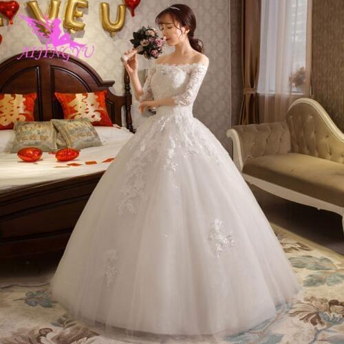 AIJINGYU 2021 plus size Customized new hot selling cheap ball gown lace up back formal bride dresses wedding dress WK579