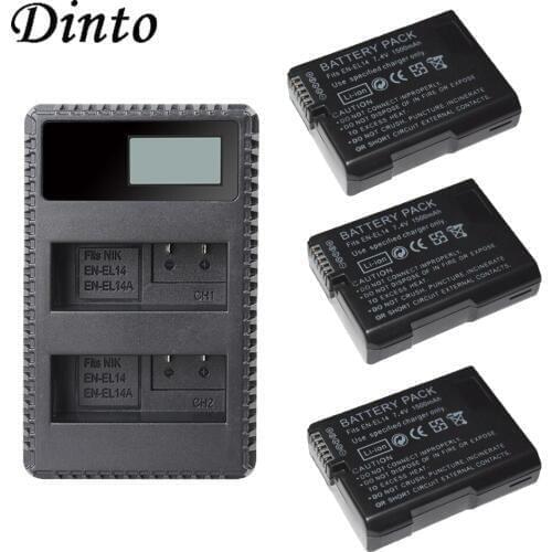 Dinto EN-EN14 EN EL14 ENEL14 Rechargeable Camera Battery + USB charger for Nikon D5300 D5200 D5100 D3100 D3200 P7000 P7100