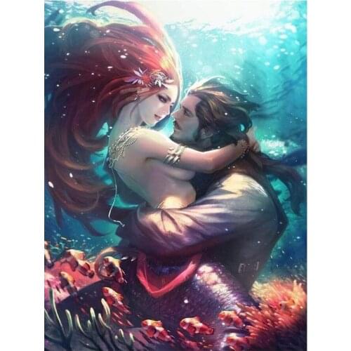 5d diy diamond painting Mermaid love,full square round diamond embroidery,cross stitch kits,diamond mosaic Sweet love,A1396