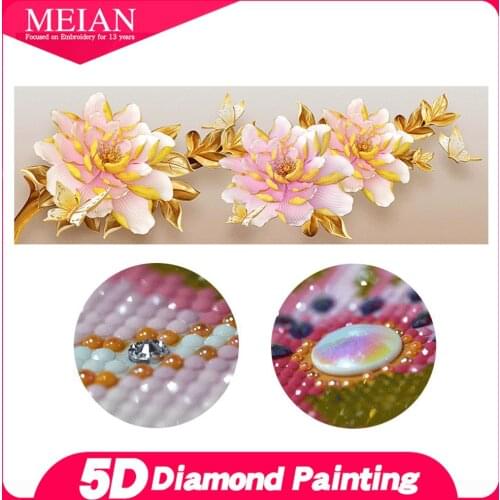 Special shape shiny Diamond Mosaic Bead Picture diamond painting Peony Flowers Classical decoration accessories for living room