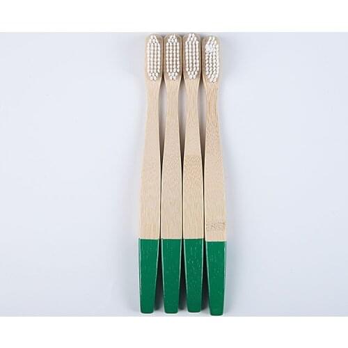 Bamboo Toothbrush Tail Spray Painted White Nylon Flat Hair Thick Handle Bamboo Toothbrush Shaped Brush Handle