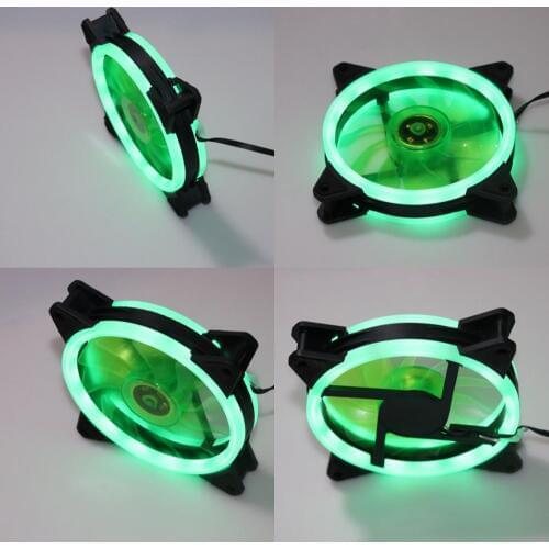 Computer Case Fan 12CM Dual Aperture Green Radiator Fan Mute Eclipse Aperture CPU Fan