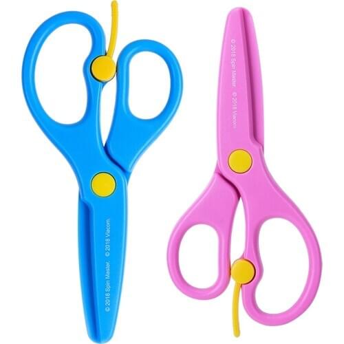 Deli 6075 full plastic childrens elastic scissors cartoon full plastic design 2 color optional childrens hand scissors