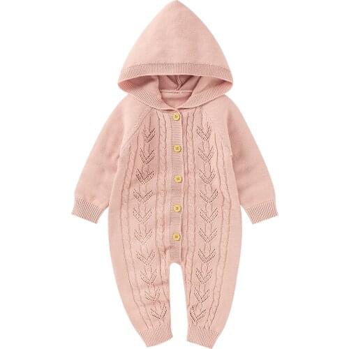 Baby Rompers Newborn Boys Girls Jumpsuits Overalls Autumn Casual Hooded Full Sleeve Toddler & Infant Knitted Costume Winter Warm