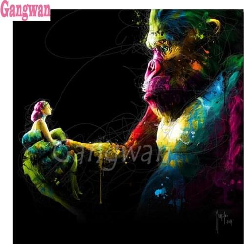 Rhinestone Colorful Gorilla Girl Dialog 3d embroidery diamond mosaic full round/square drill 5d diamond painting sale animal