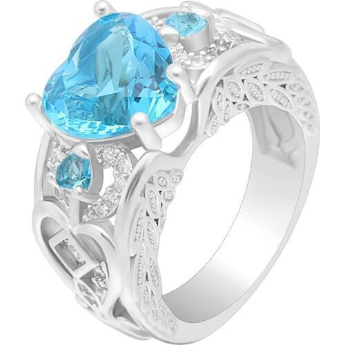 Hainon Silver Color Filled Finger Jewelry For Women 2018 New Wedding Rings Heart Shape CZ Crystal Engagement Romantic Rings