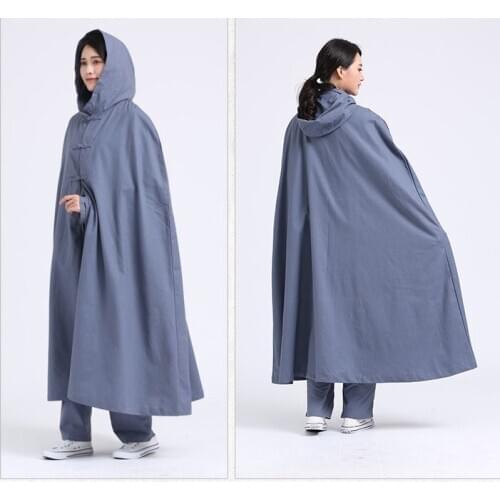 Unisex cotton&linen Summer&Spring buddhist shaolin monk zen meditation cape buddhayoga robe Ponchos cloak lay clothing