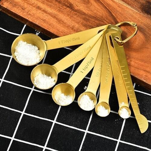 Measuring Spoon Useful Stainless Steel Measuring Cup Cozinha Coffee Measuring Spoons Tea Gold