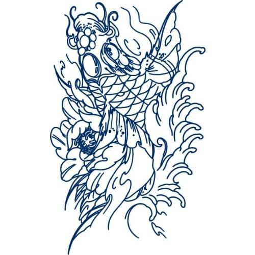 Carp Dragon Tattoo Lasts 15 Days Waterproof Temporary Tattoos Men Flash Tatoo Fake Tattoo Sticker