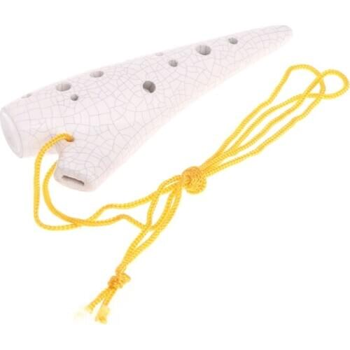 Ocarina Flute 12 Hole Treble C Ceramic Wind Instruments Zelda Legend White Crack