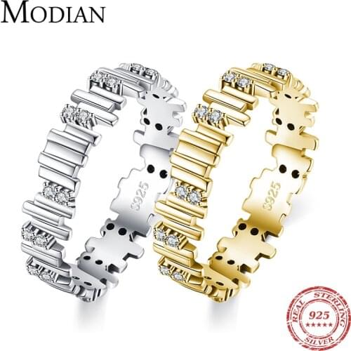 Modian Silver Rings Irregular Geometric Line Art Finger Rings for Women Genuine 925 Sterling Silver Fine Jewelry 2021 New Design