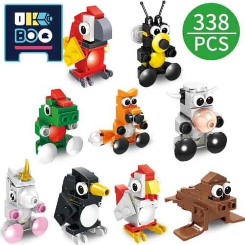 City Zoo Bricks Birds Bees Rhinoceros Dinosaurs Penguins Sheep Chickens Cows Foxes Seals Building Blocks Animal Toys Children