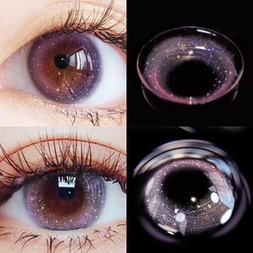 Contact Lenses For Eyes Myopia yearly one Pair Colored Lenses Soft Dioptric Eye Contacts With Color Blue Purple Cosmetic Lens