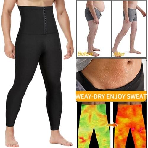 Men Slimming Body Shaper Sauna Sweat High Waist Pants Compression Shapewear Waist Trainer Corset Fitness Workout Waist Cincher