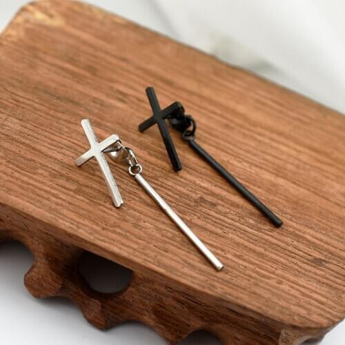 Kpop EXO LUHAN Double Side Cross Earrings For Women Stylish Tassel Earring Men Jewelry