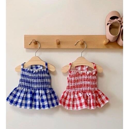 Summer Pet Dog Dress Lattice Dog Clothes For Puppy Breathable Sling Dress For Small Medium Dog Skirt Chihuahua Yorkshire Outdoor